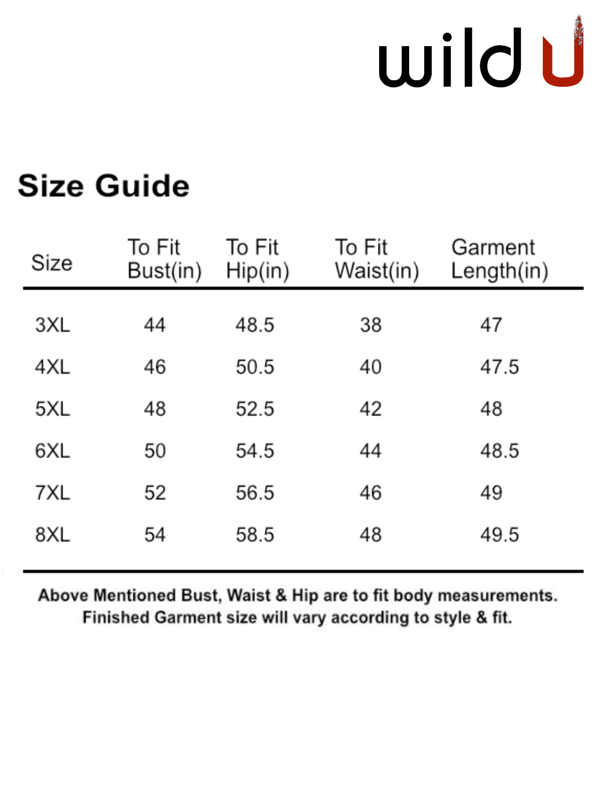 Size chart