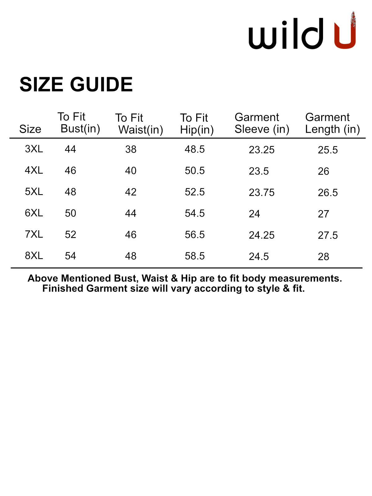 Size chart