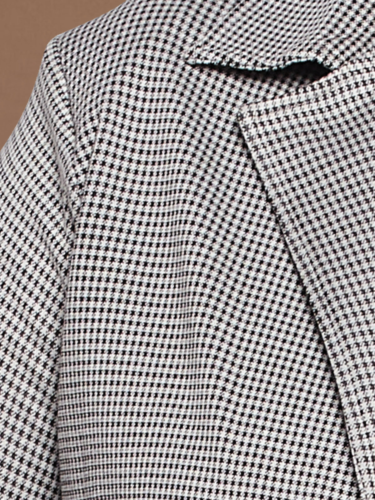 Women White Black Plus Size Stretch Houndstooth Blazer