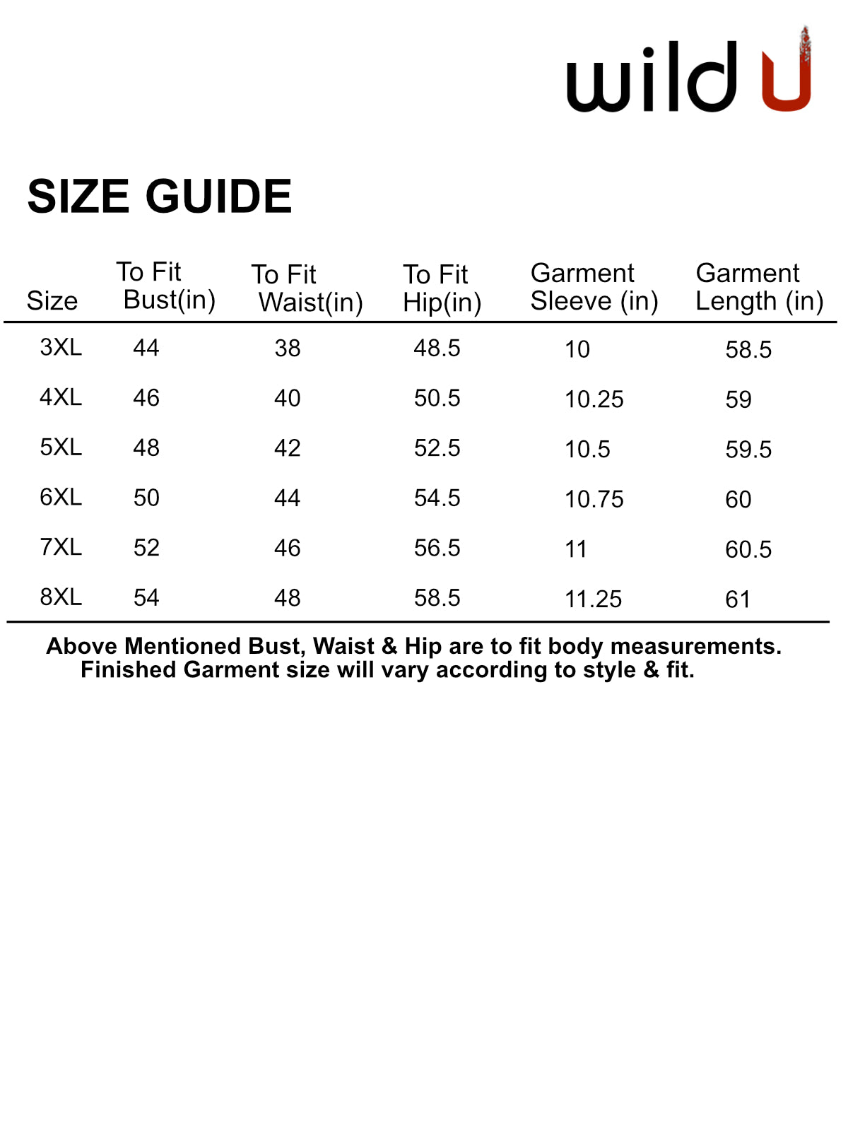 Size chart