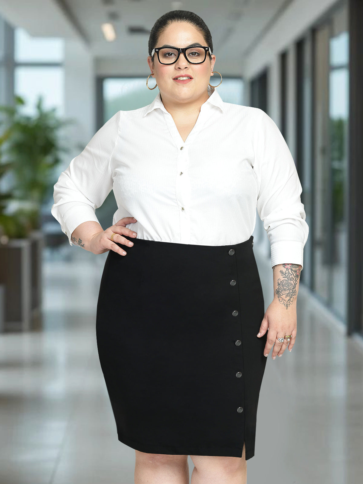 Black Plus Size Extra Stretch Skirt
