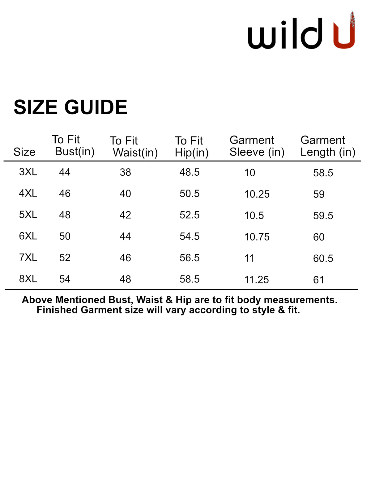 Size chart