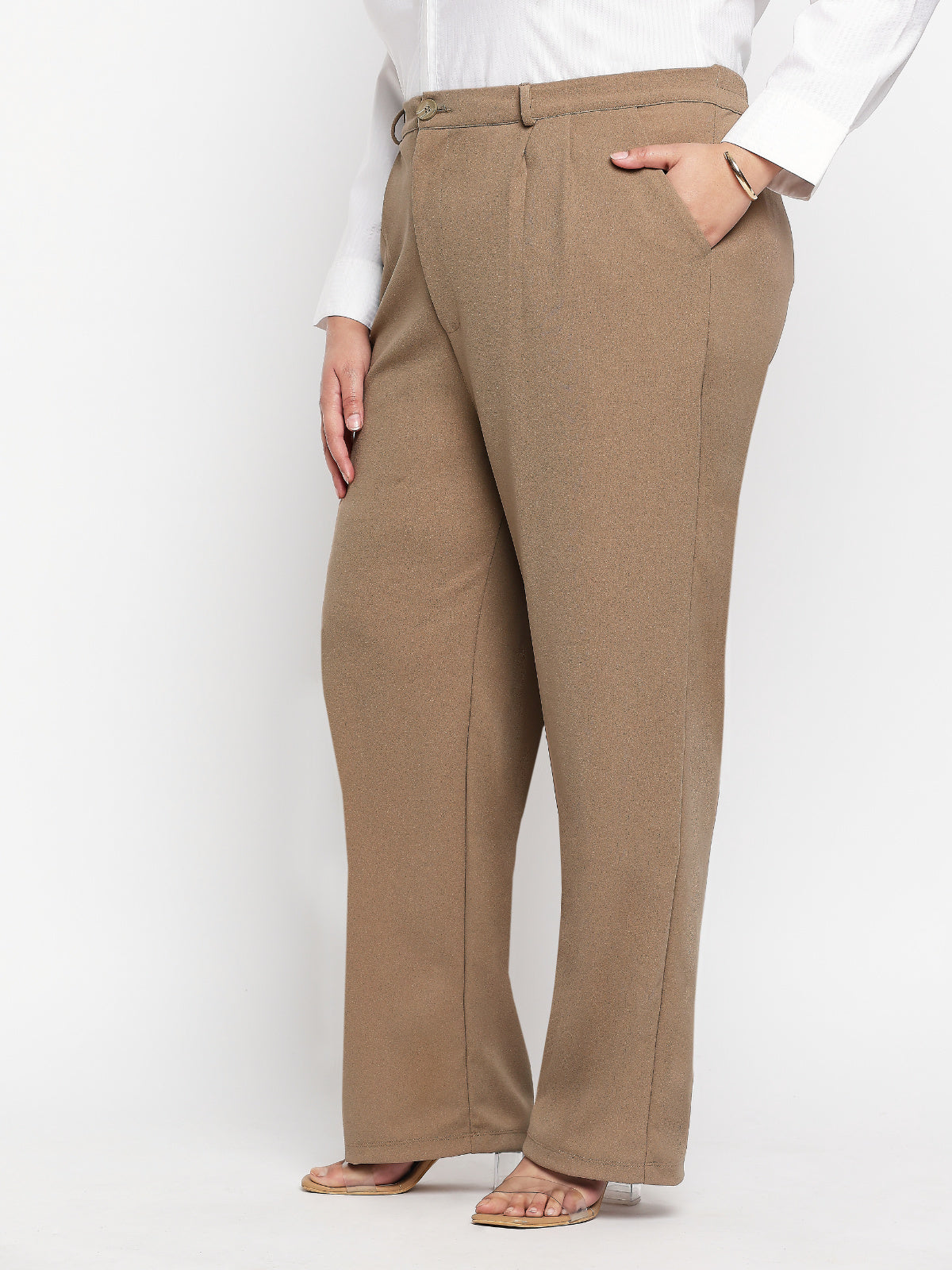 Beige Plus Size Stretch Trouser