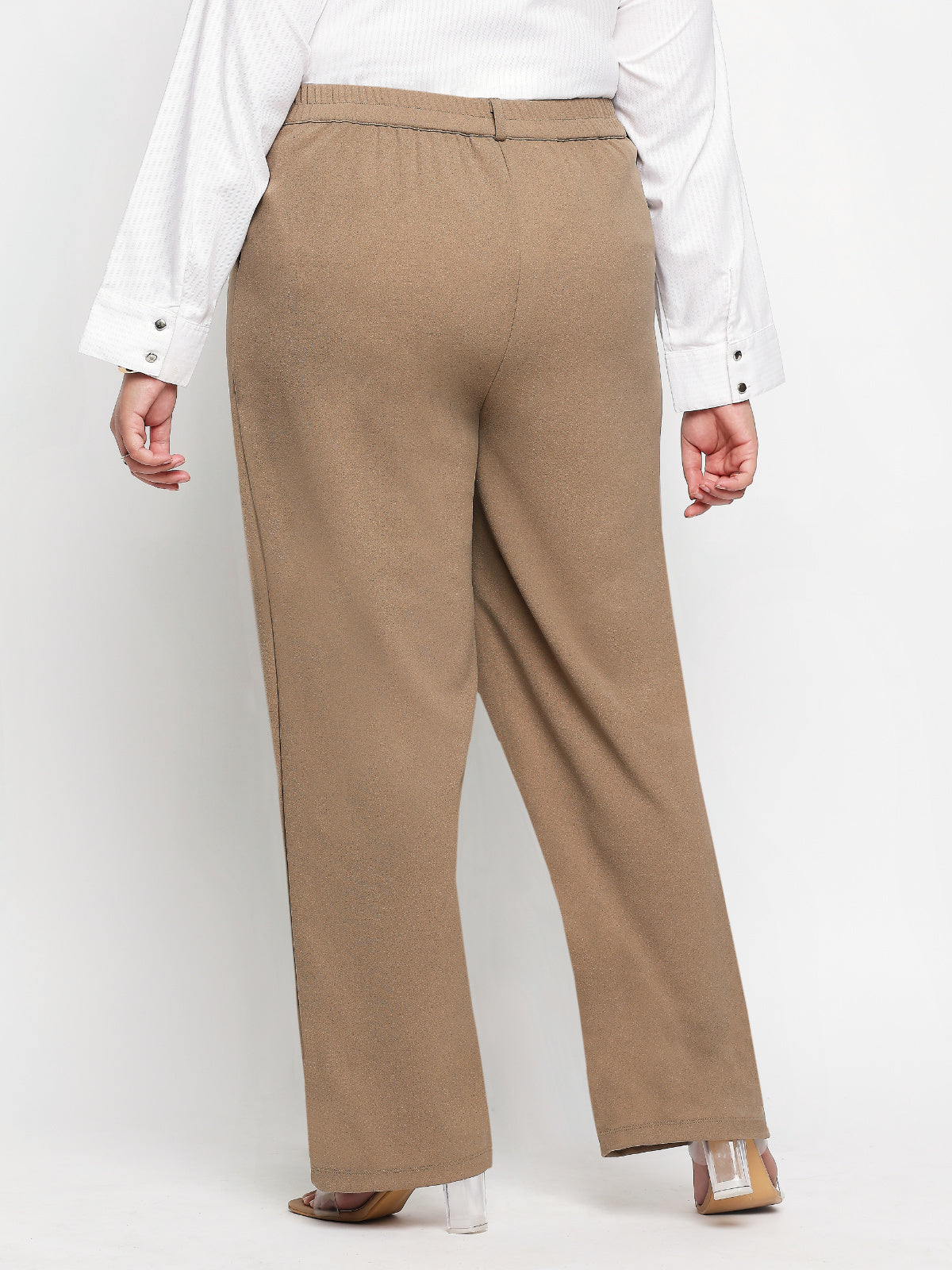 Beige Plus Size Stretch Trouser