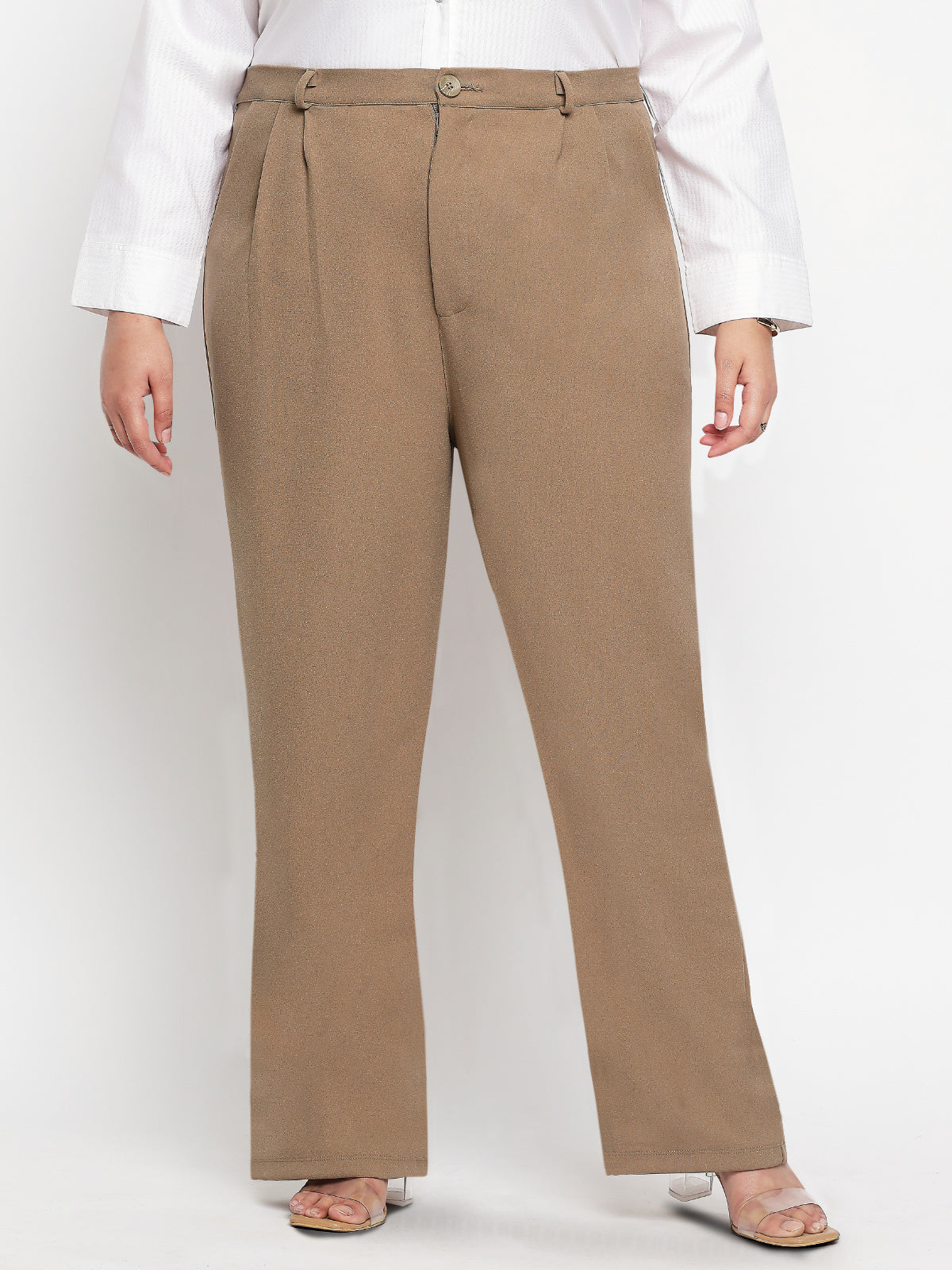 Beige Plus Size Stretch Trouser