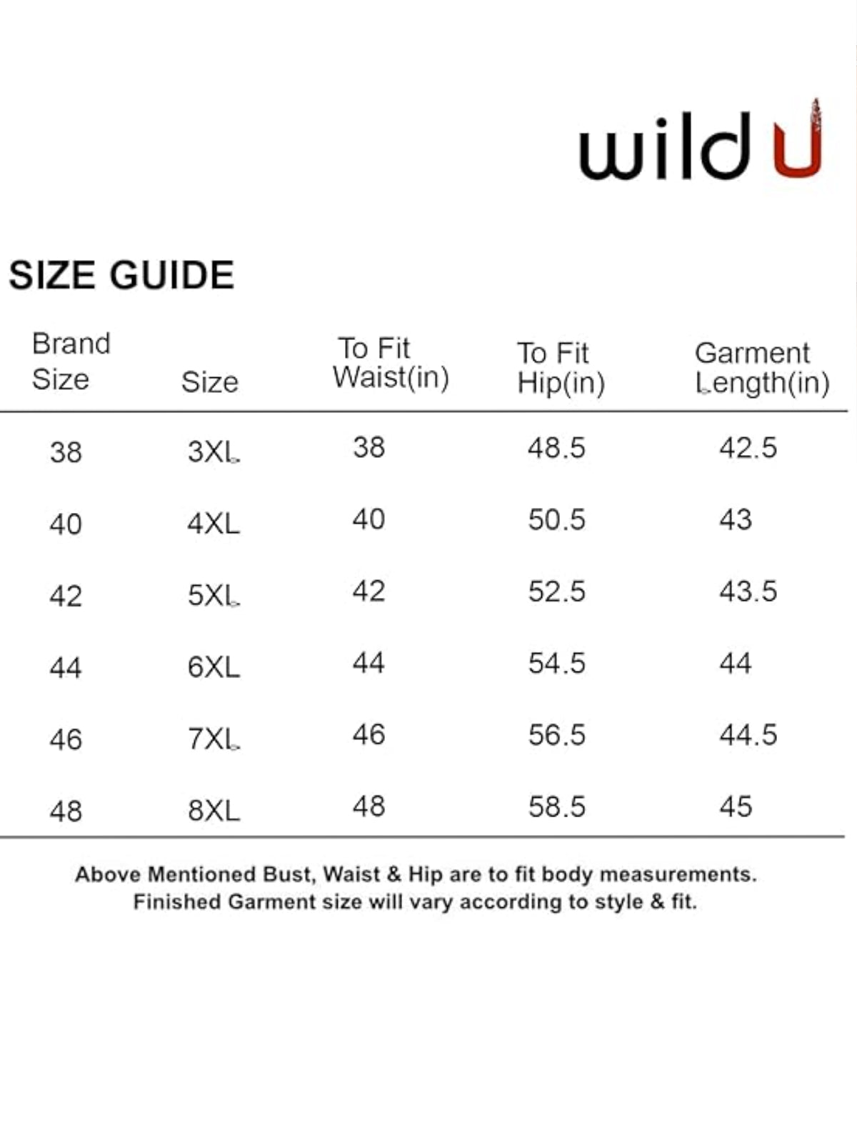 Size chart
