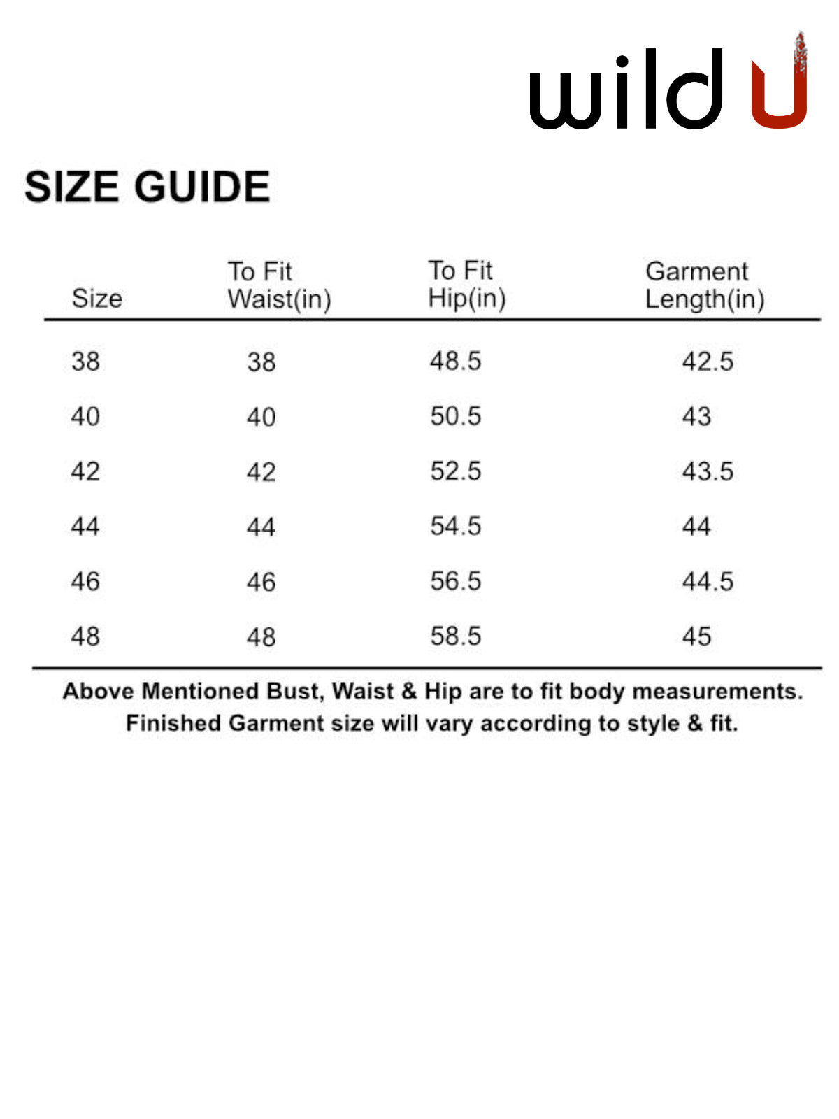 Size chart
