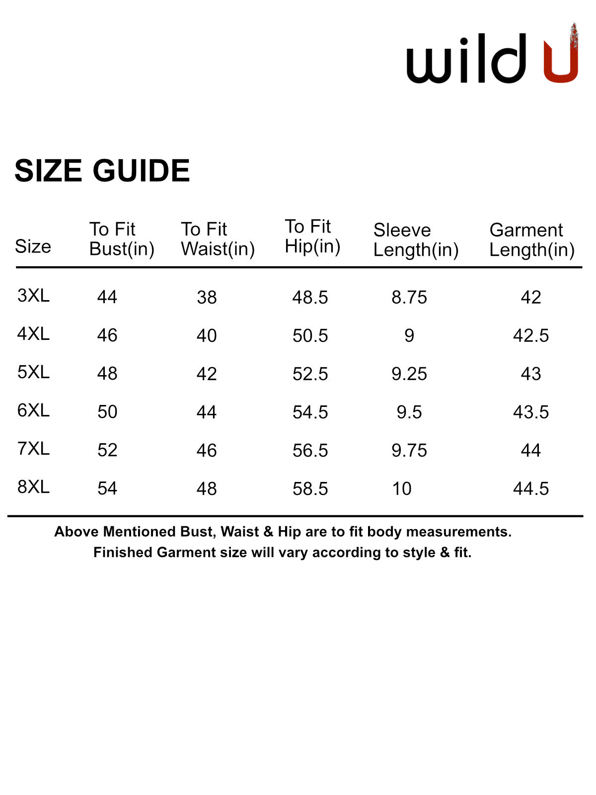 Size chart