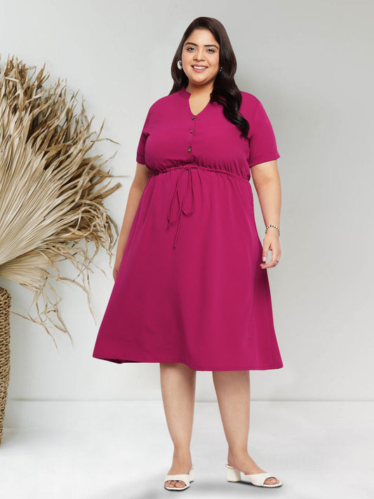 Women Pink Plus Size Shirt Dress