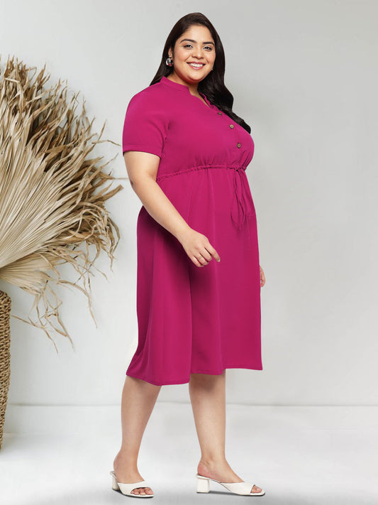 Women Pink Plus Size Shirt Dress
