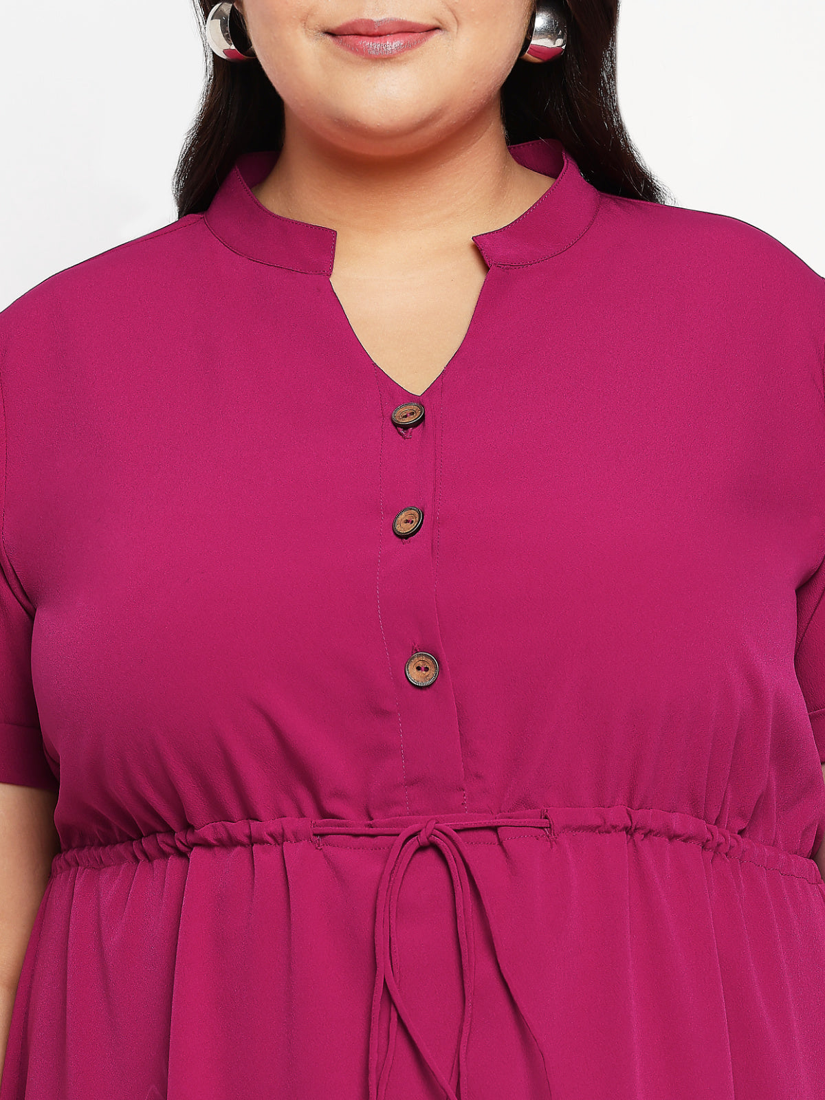 Women Pink Plus Size Shirt Dress