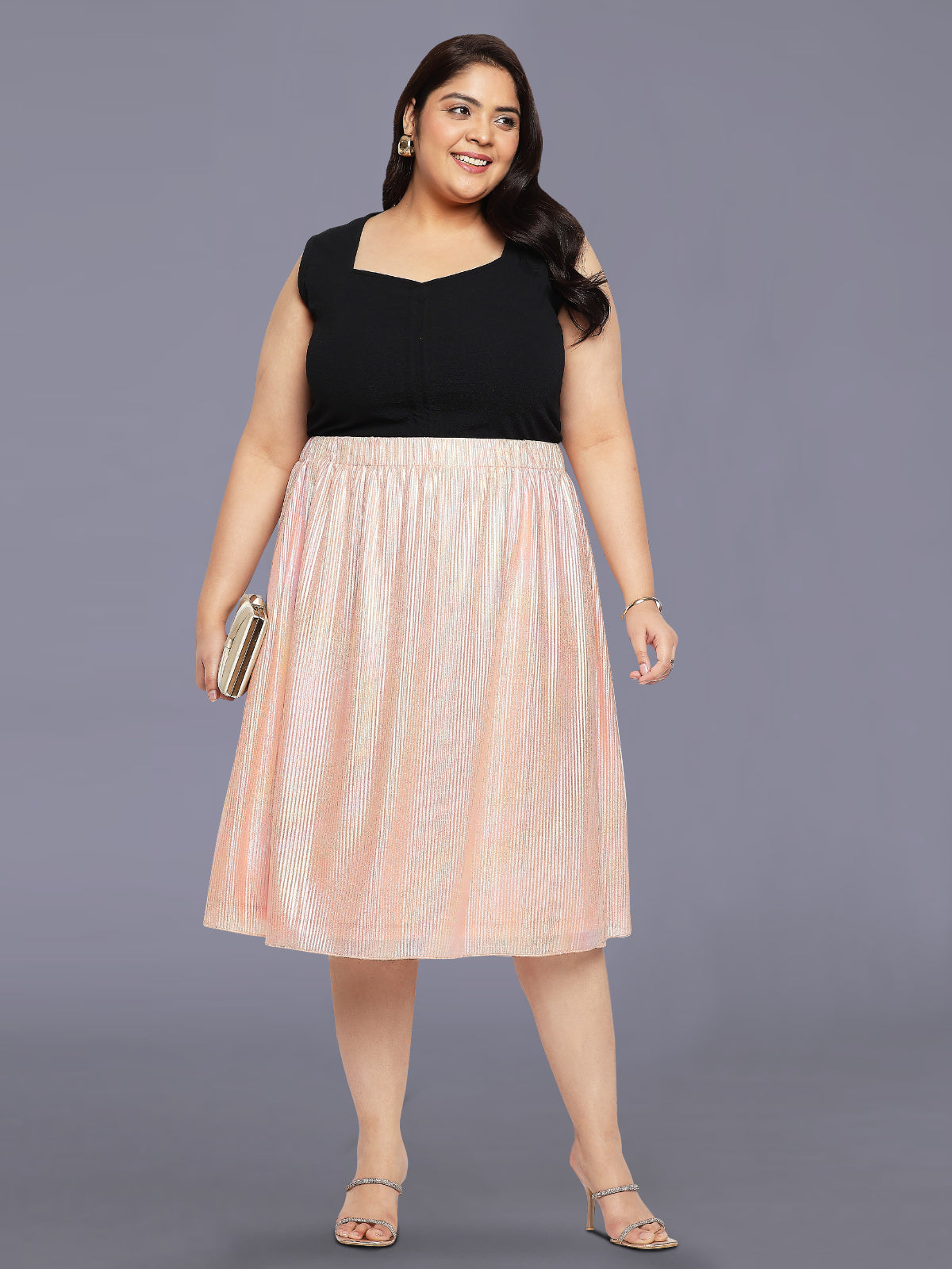 Peach Plus Size Shimmer Skirt