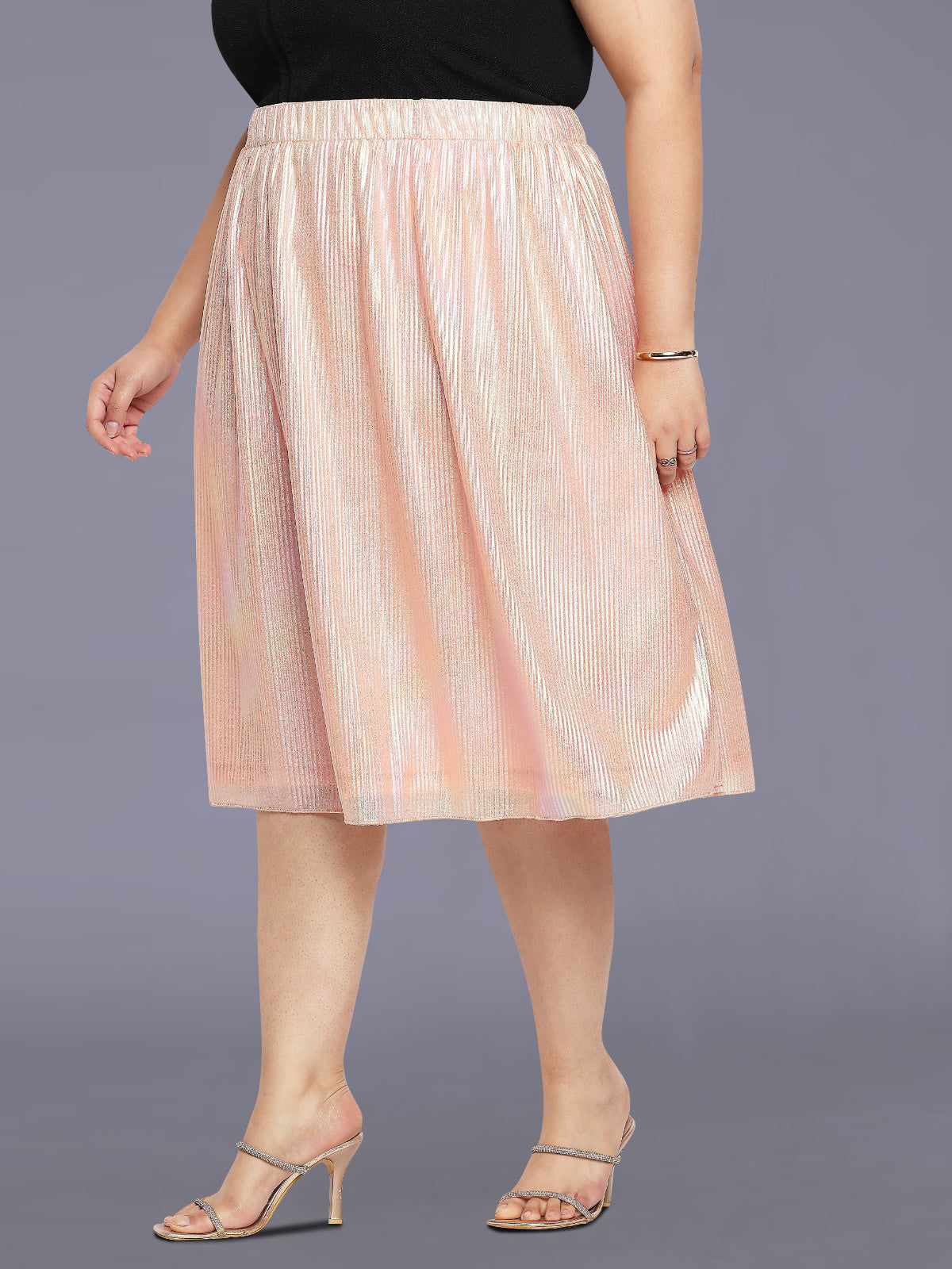 Peach Plus Size Shimmer Skirt
