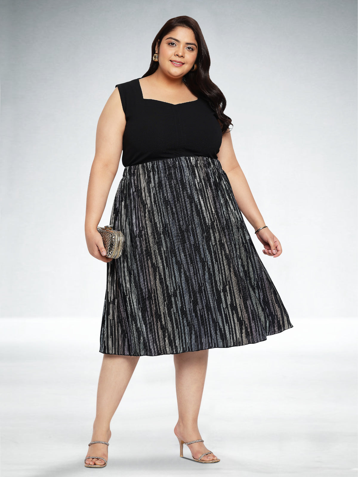 Black Plus Size Shimmer Skirt