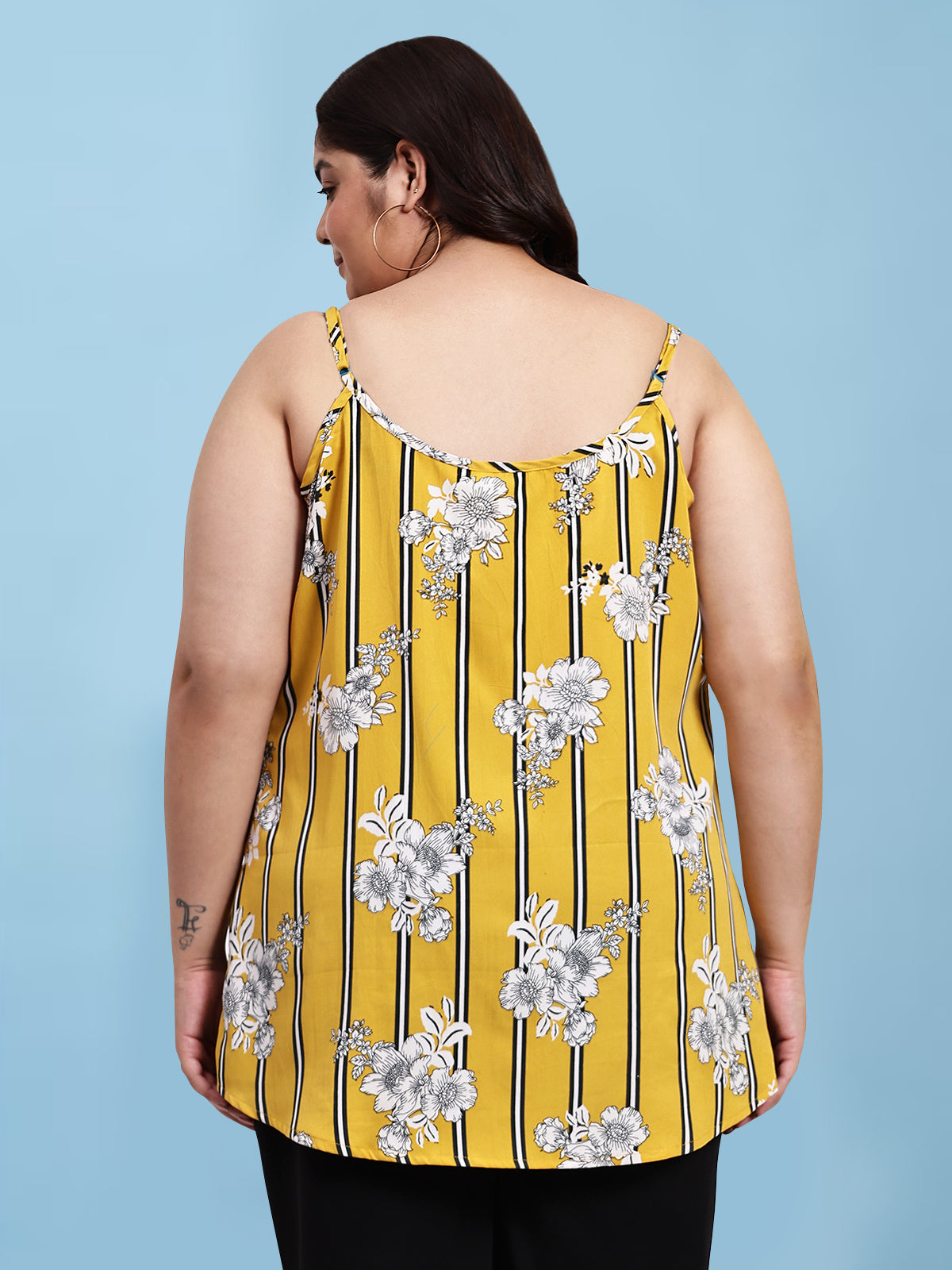 Women Black White Plus Size Buttoned Tunic Top