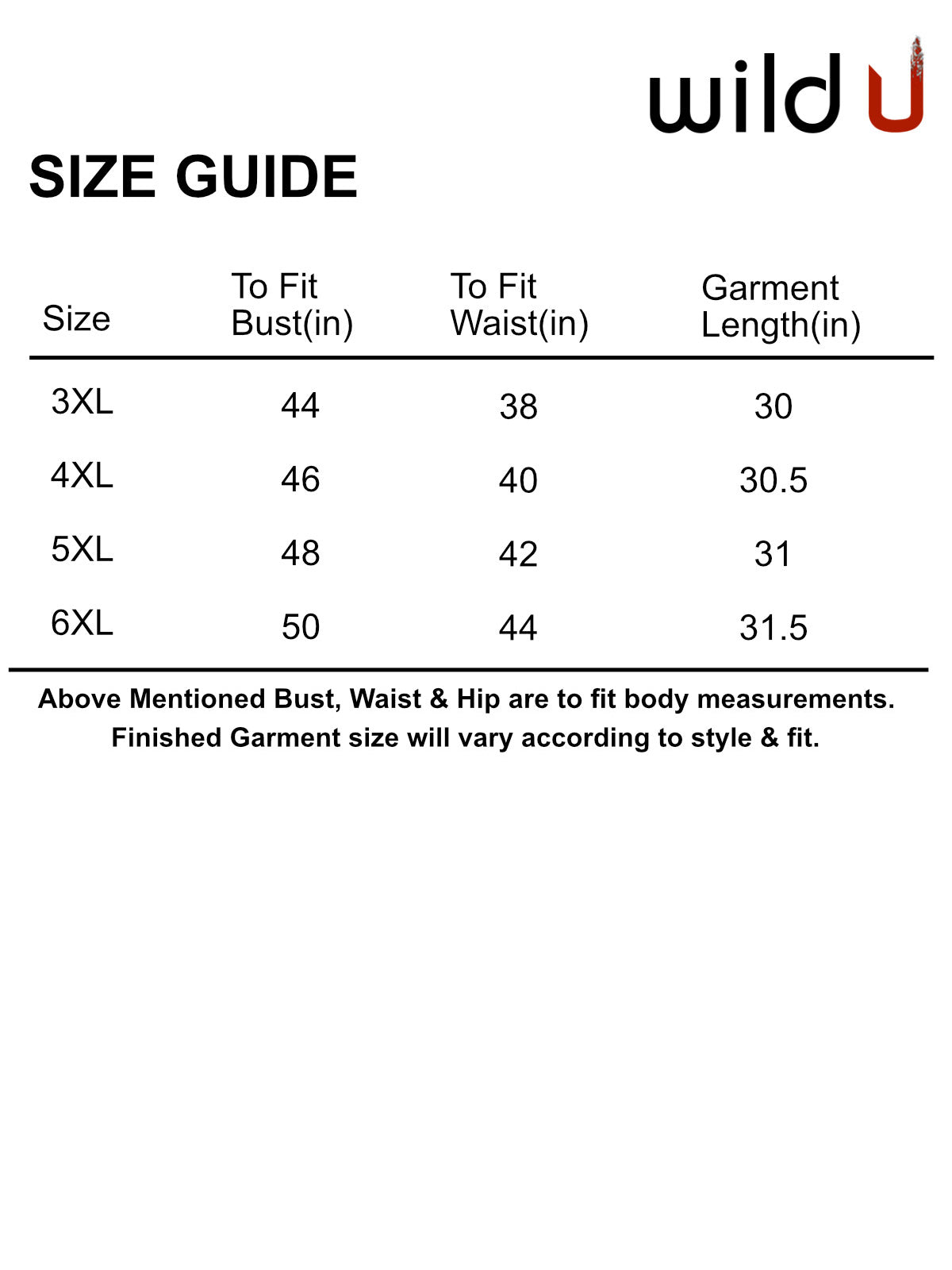 Size chart