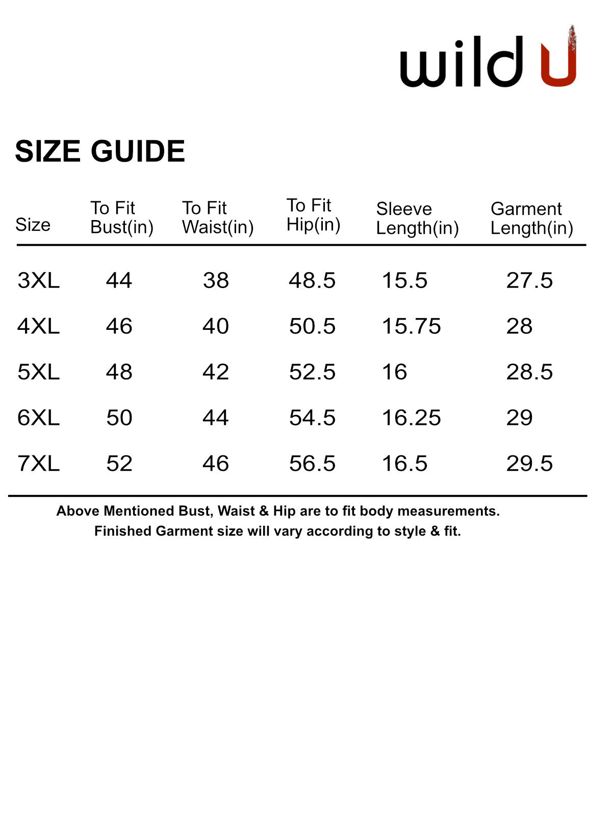 Size chart