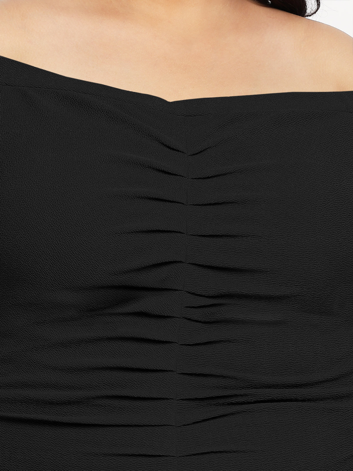 Women Black Curve Plus Size Off Shoulder Dress