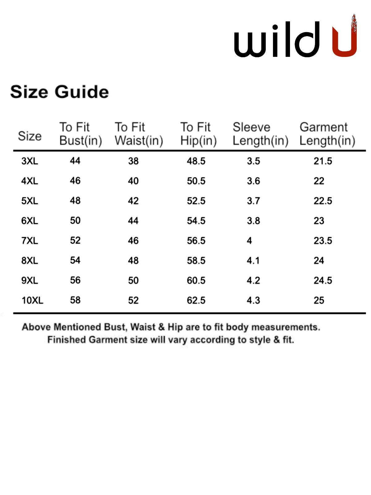 Size chart