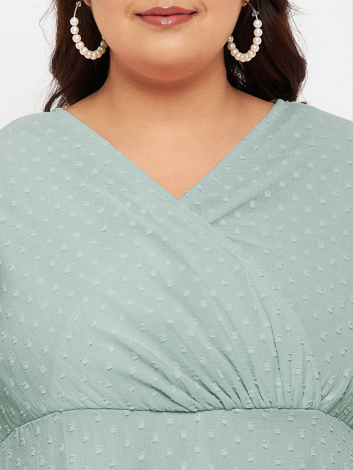 Mint Green Curve Plus Size Frill Dress