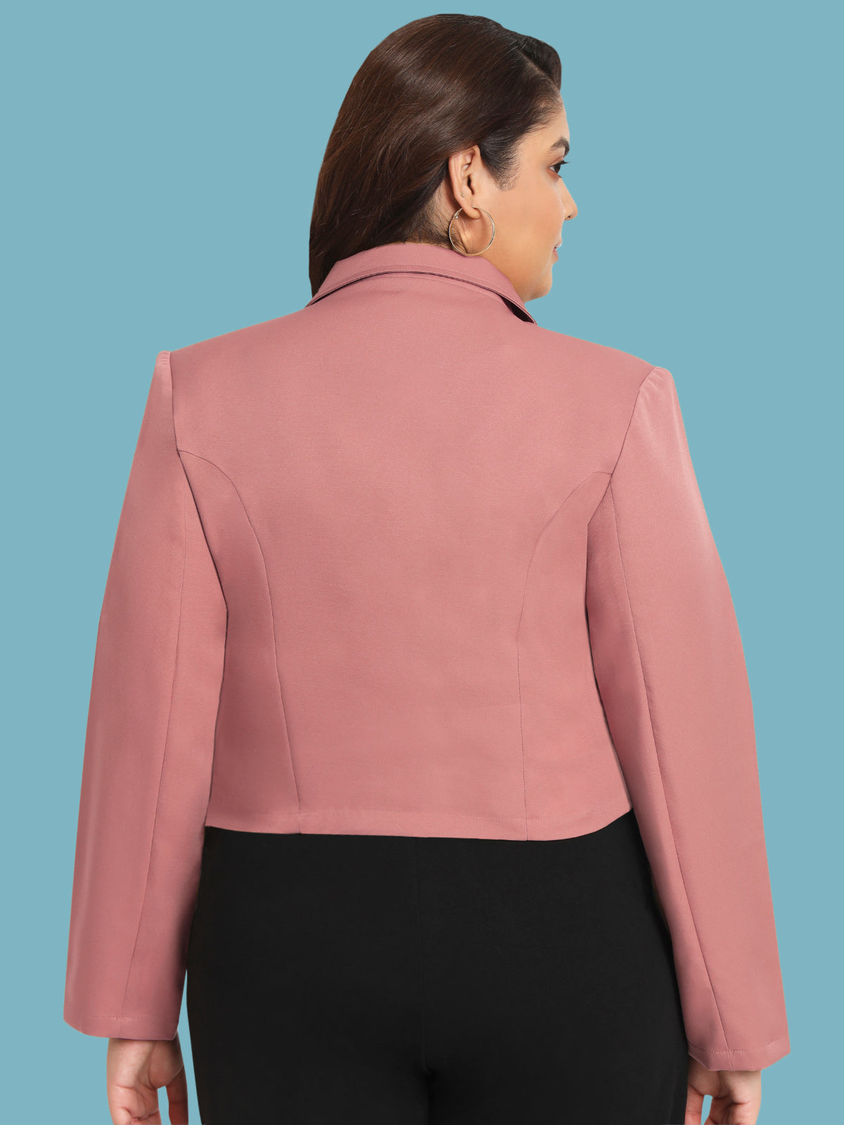Women Pink Curve Plus Size Crop Blazer