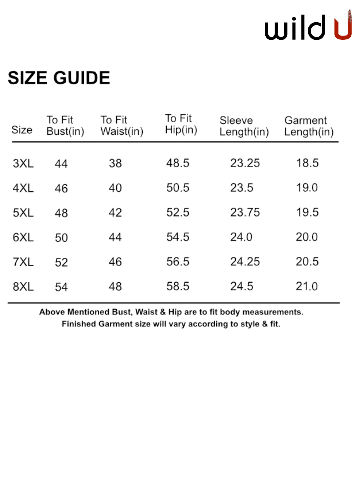 Size chart