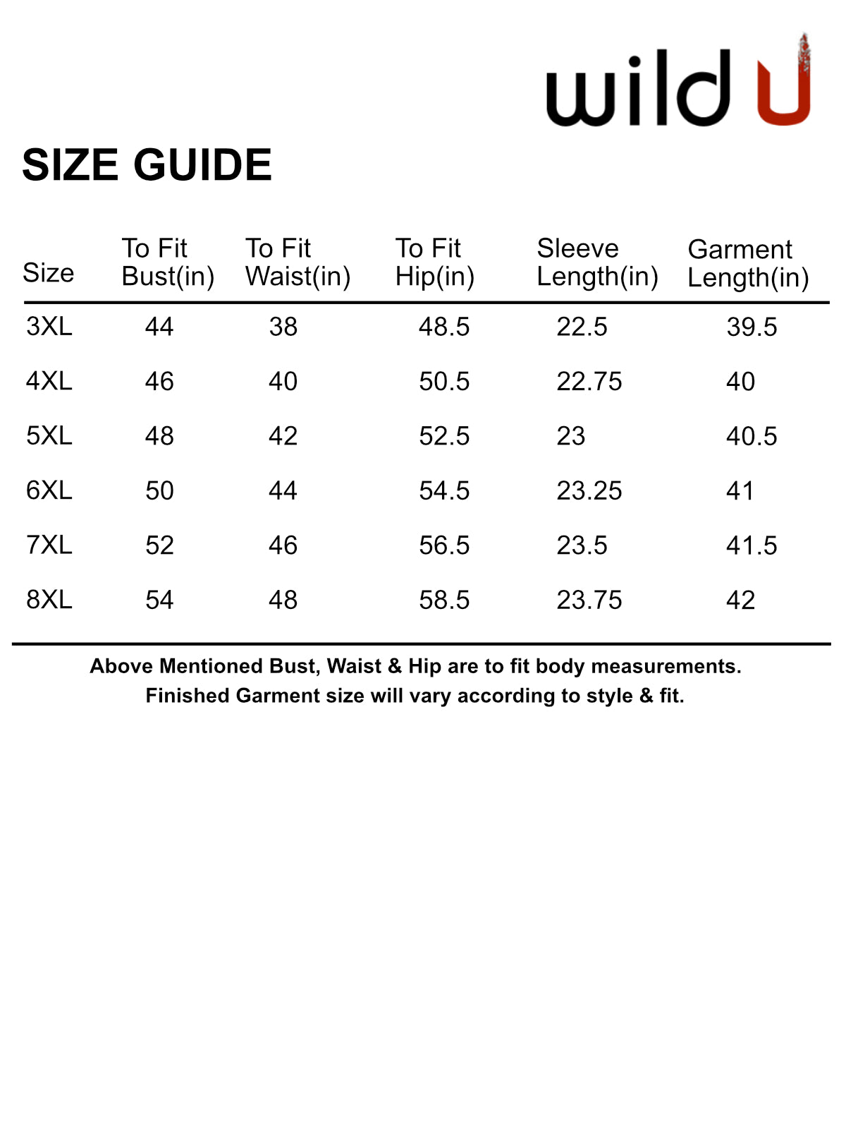 Size chart