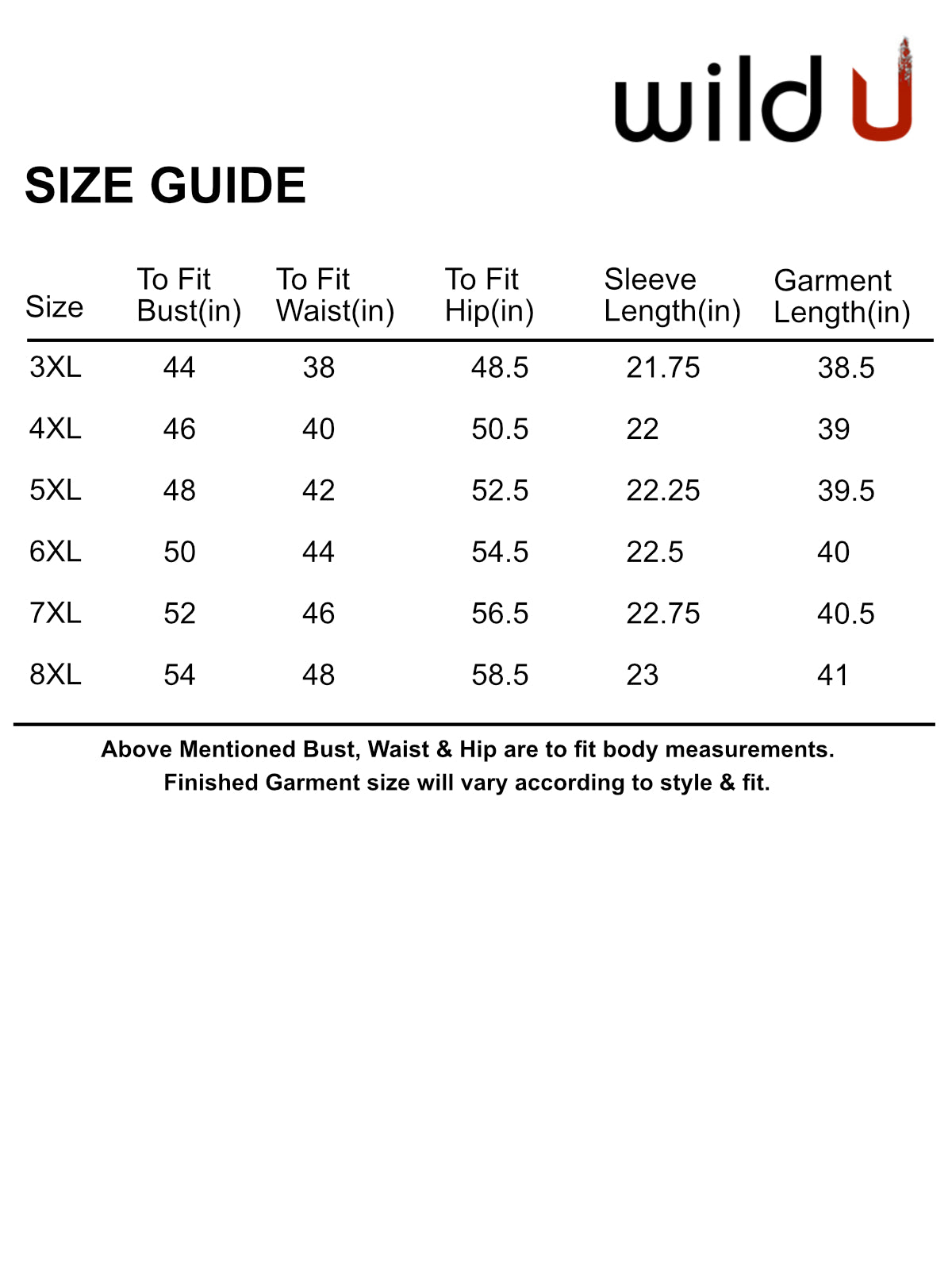 Size chart