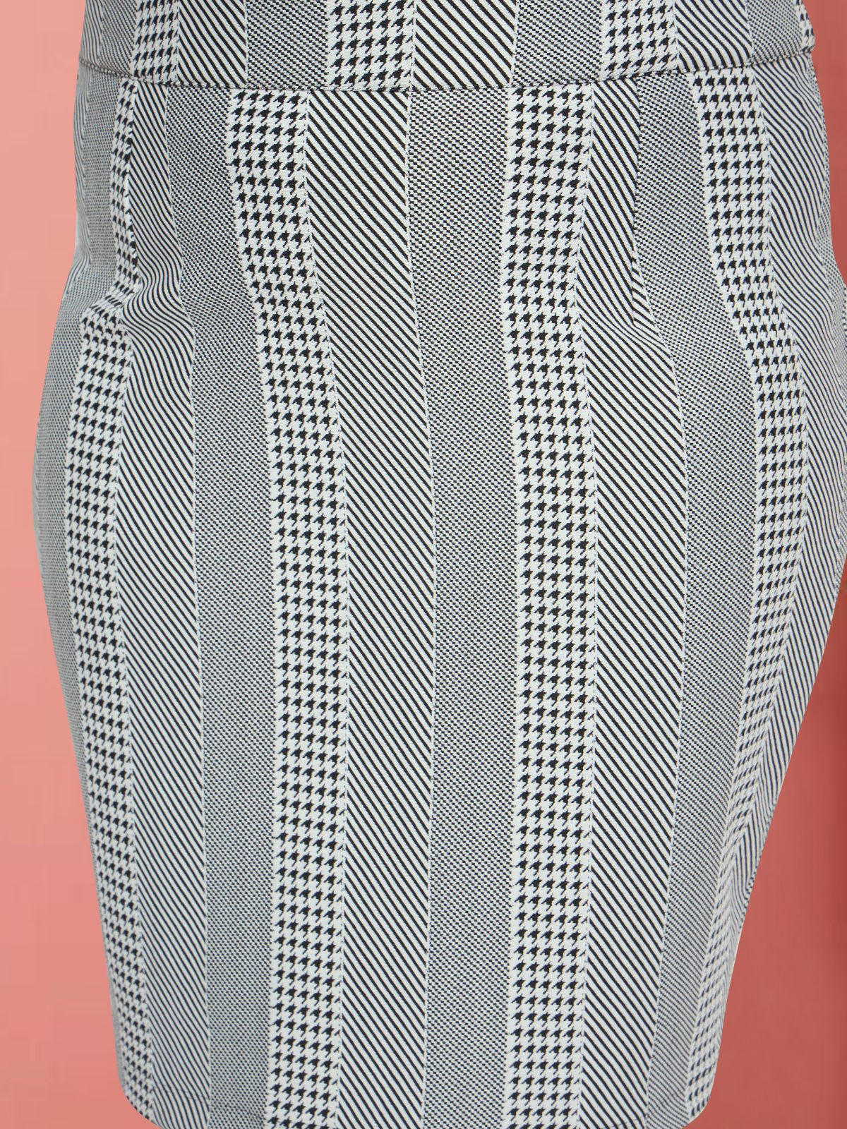 Black White Plus Size Extra Stretch Formal Skirt
