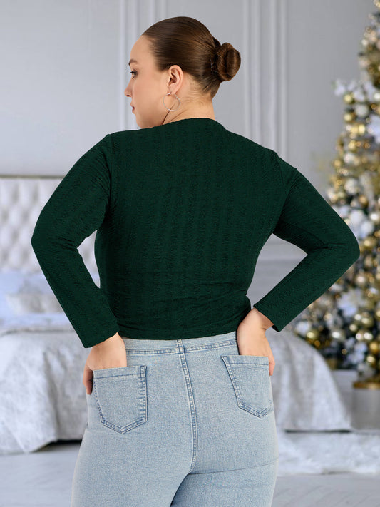 Bottle Green Plus Size Drawstring top