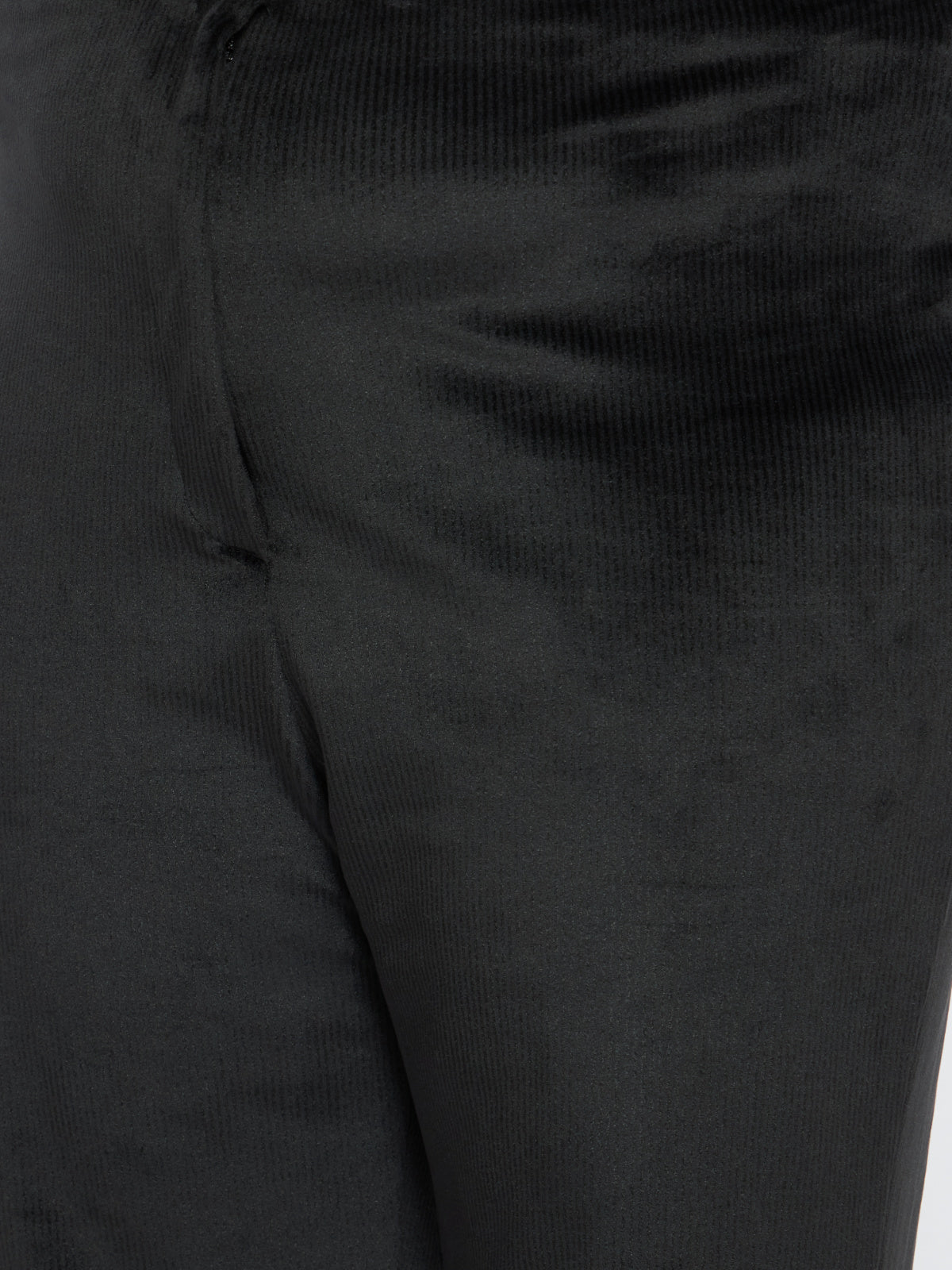 Black Plus Size Velvet Corduroy Trouser