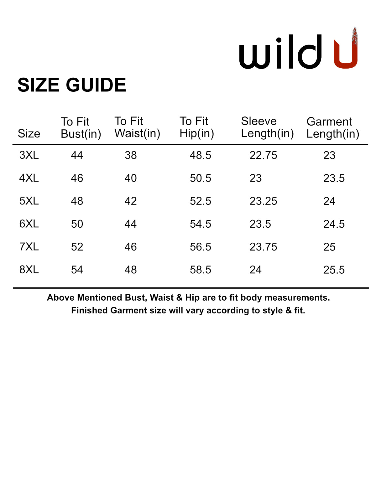 Size chart