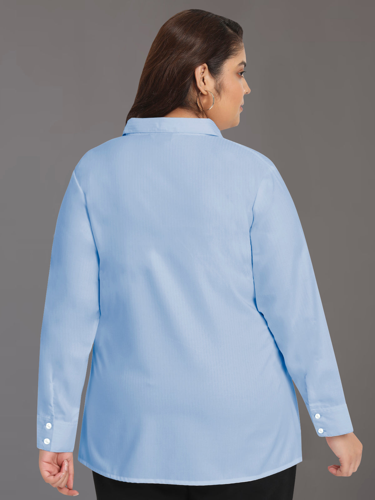 Women Black White Plus Size Buttoned Tunic Top