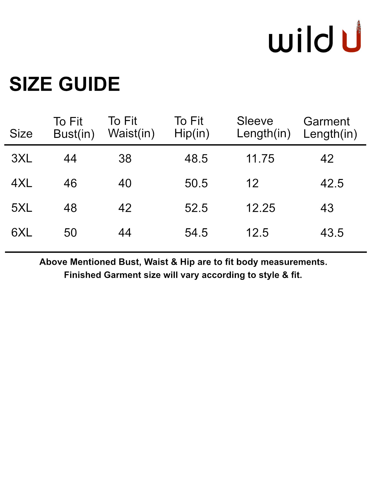 Size chart