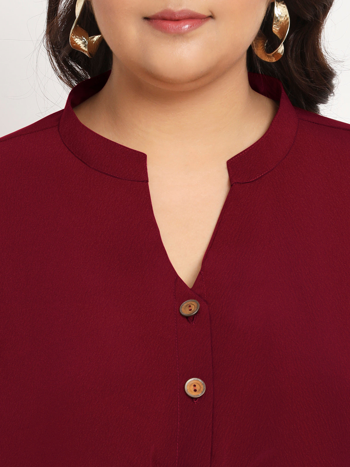 Women Maroon Plus Size Shirt Dress