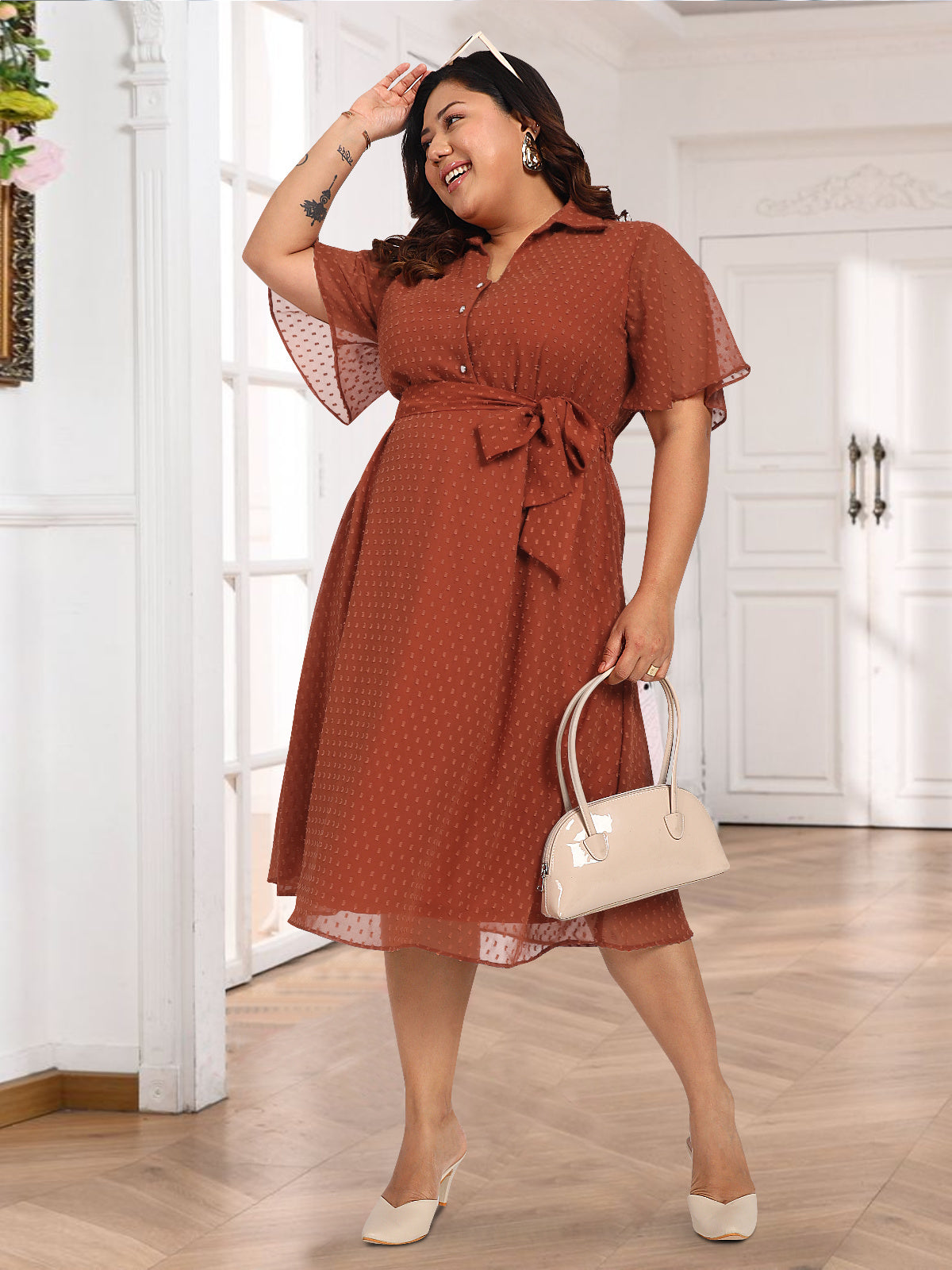 Women Plus Size Shirt Dress | A Line | Georgette Midi | Summer Wear| Western Stylish