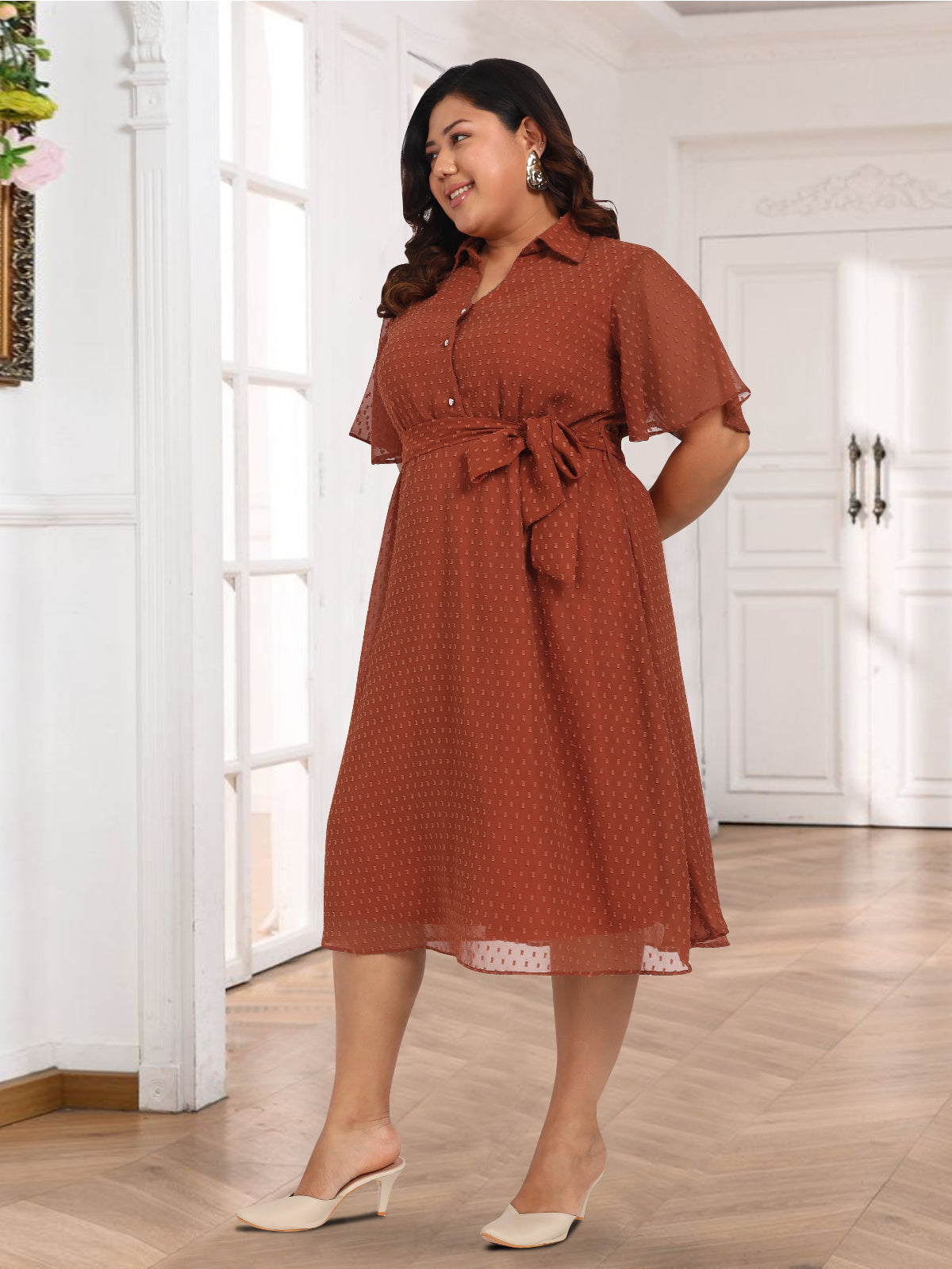 Women Plus Size Shirt Dress | A Line | Georgette Midi | Summer Wear| Western Stylish