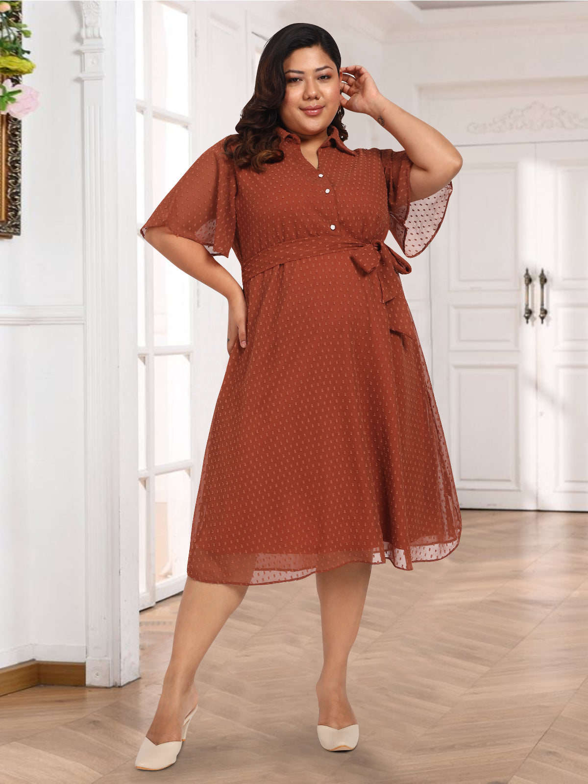 Women Plus Size Shirt Dress | A Line | Georgette Midi | Summer Wear| Western Stylish