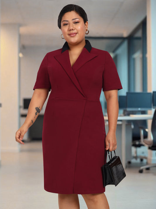 Maroon Plus Size Formal Blazer Dress