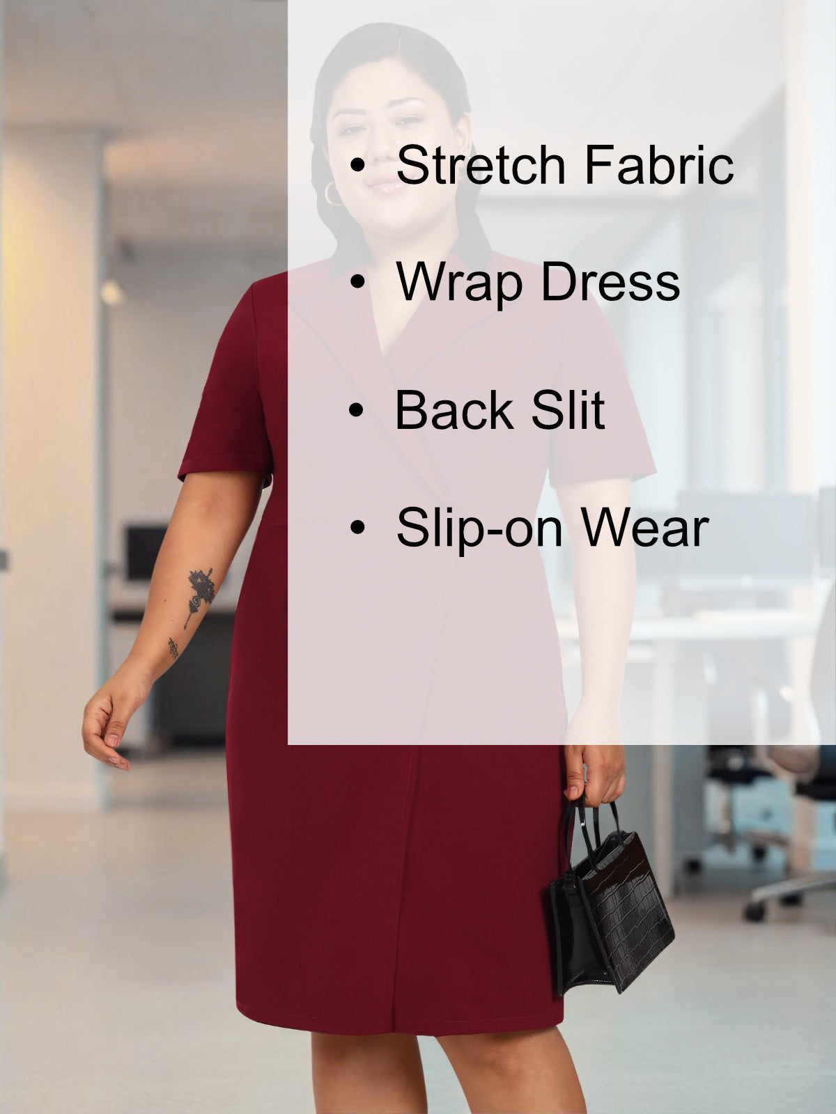 Maroon Plus Size Formal Blazer Dress