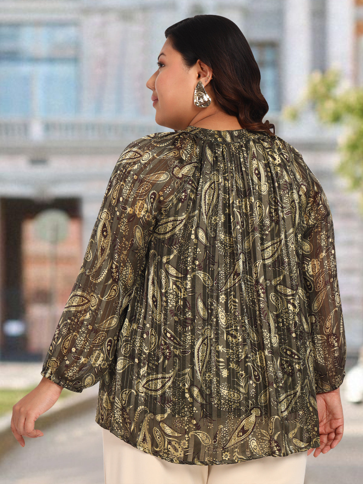 Women Black White Plus Size Buttoned Tunic Top