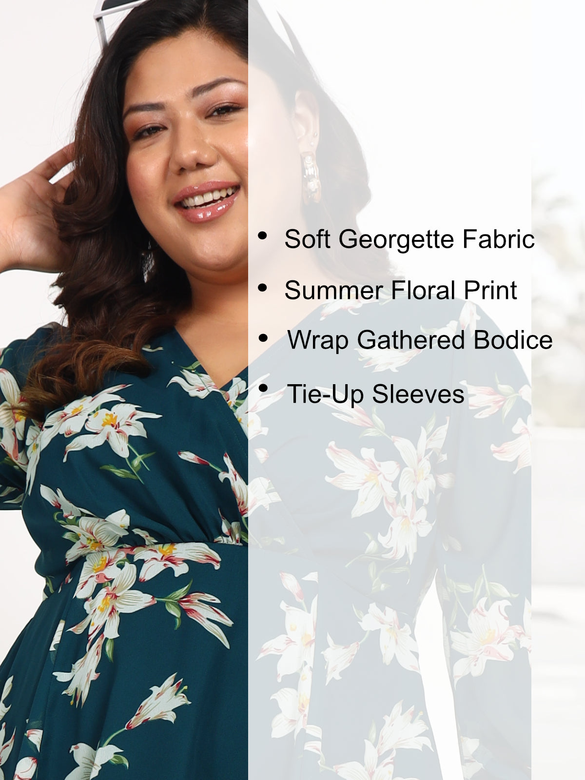 Women Turquoise Blue Plus Size Floral Dress