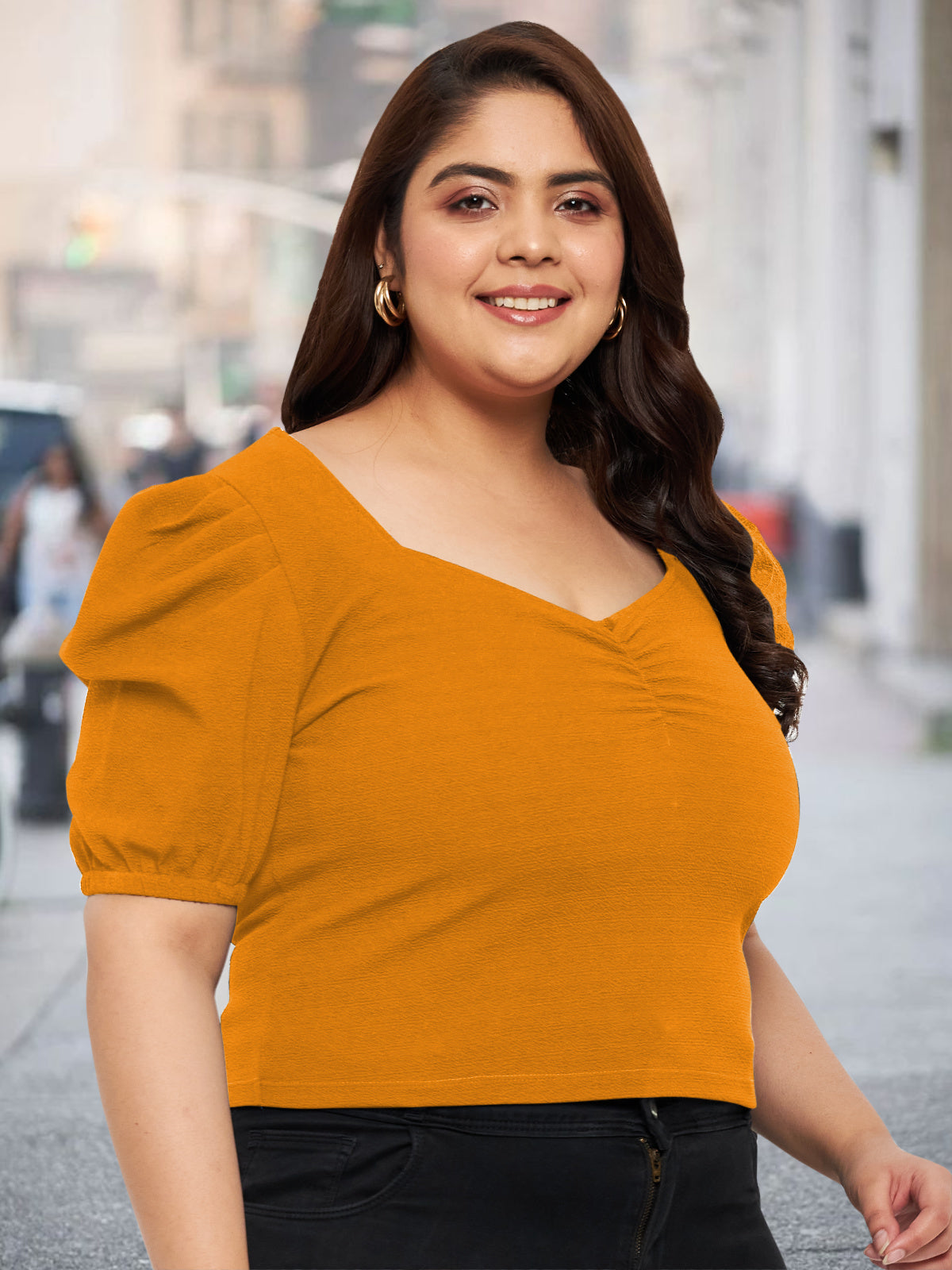 Women Black White Plus Size Buttoned Tunic Top