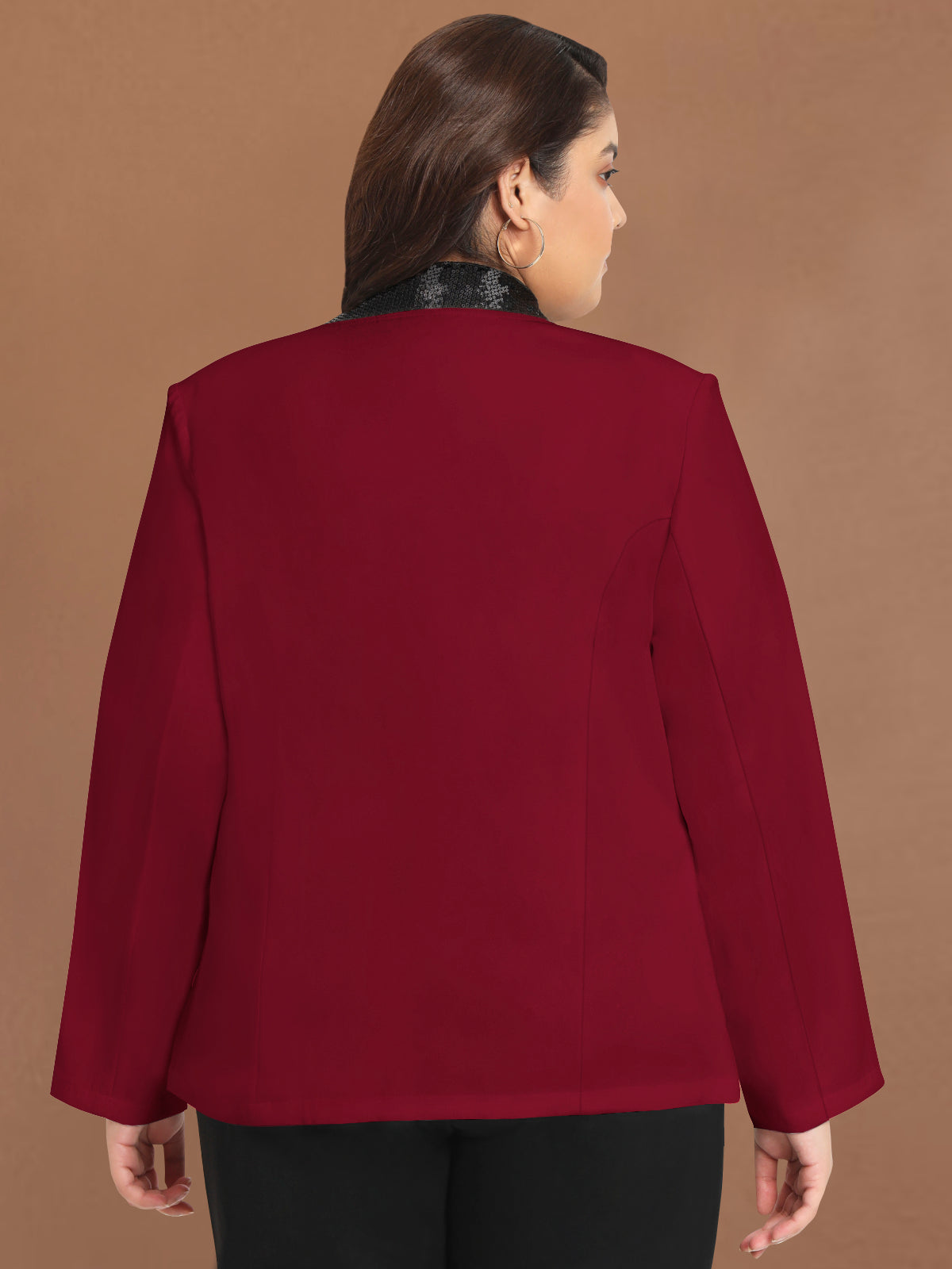 Wild U Women Red Plus Size Sequin Blazer