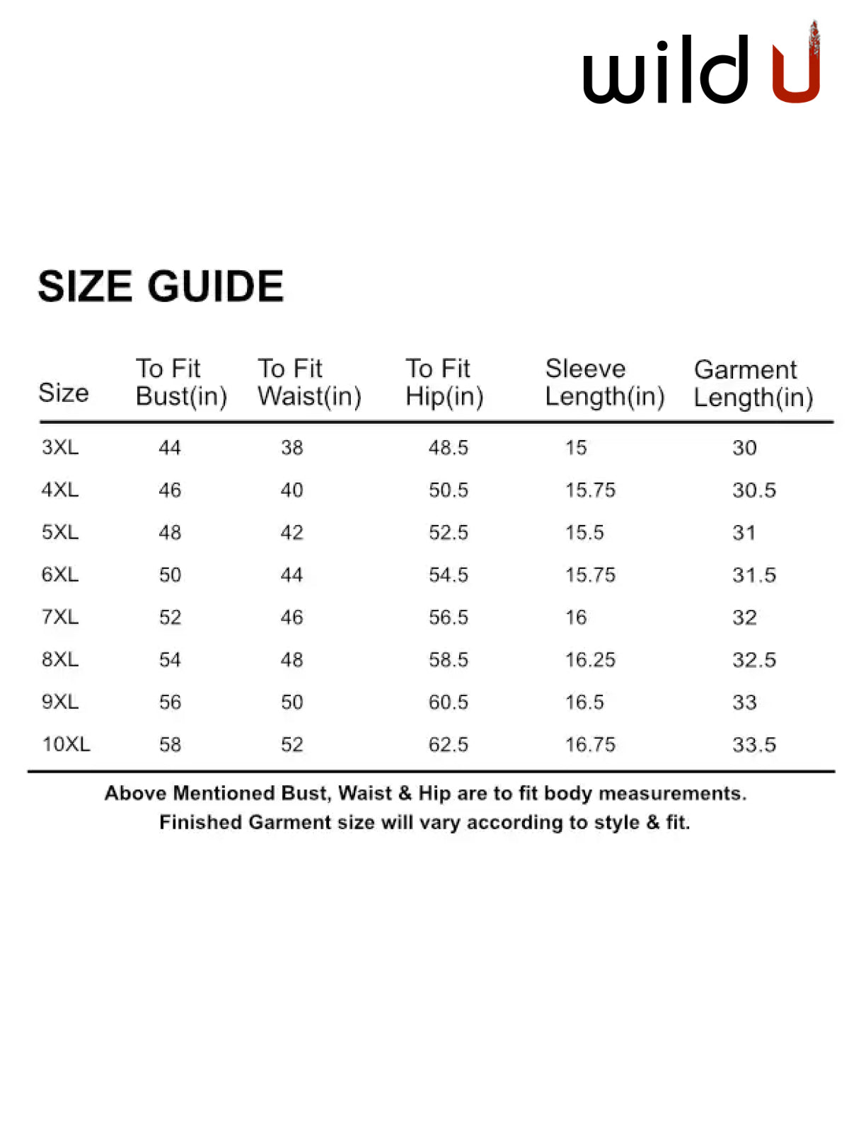 Size chart