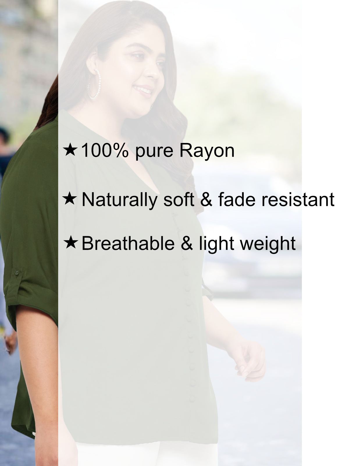 Women Black White Plus Size Buttoned Tunic Top