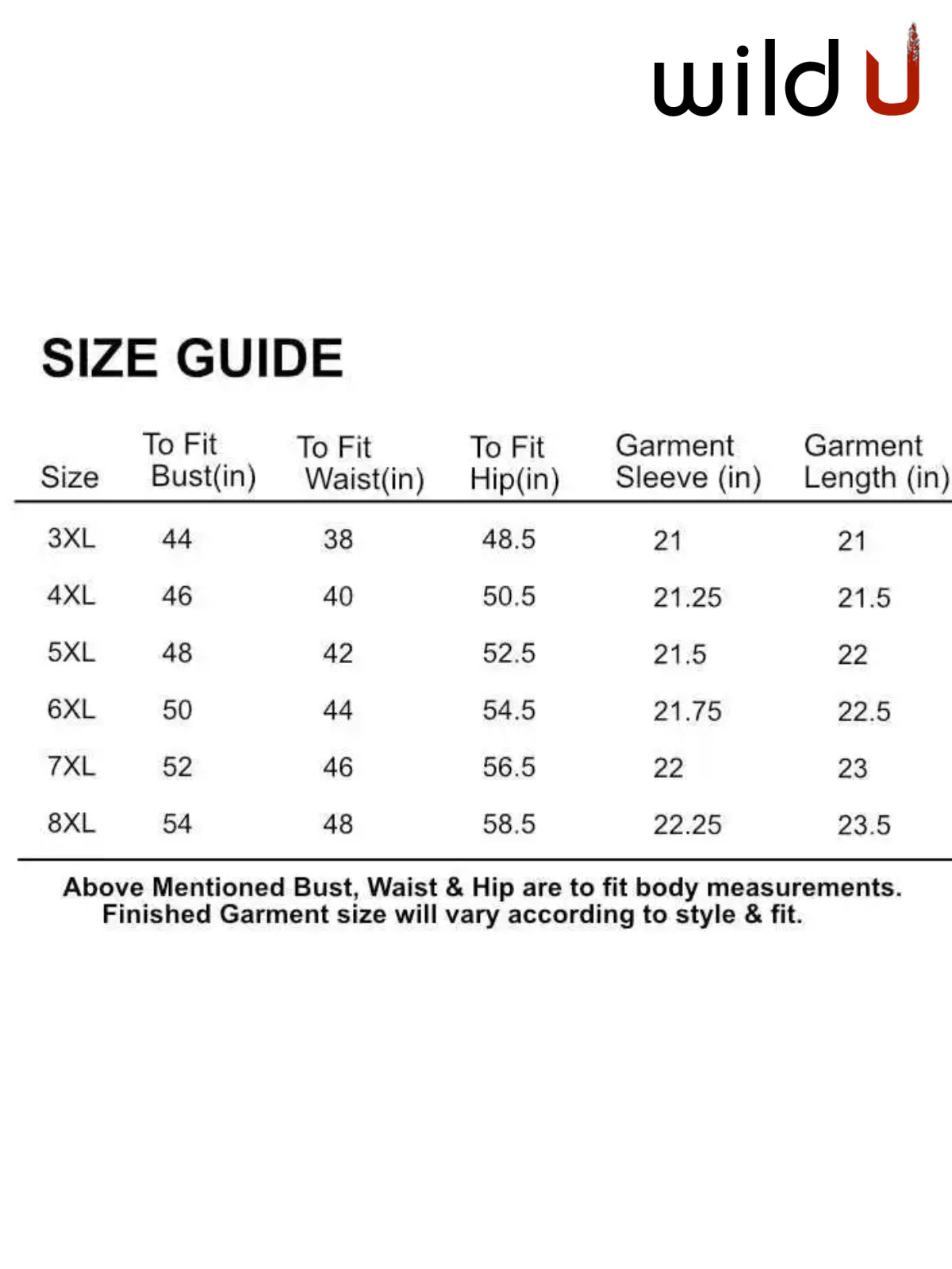 Size chart