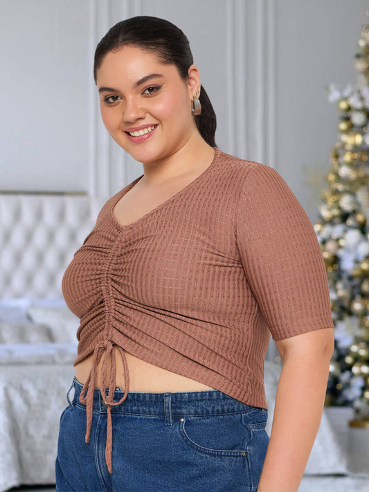 Women Black White Plus Size Buttoned Tunic Top