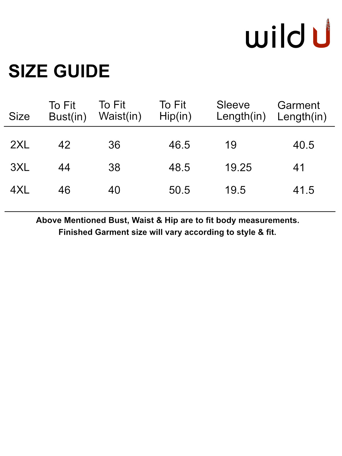 Size chart