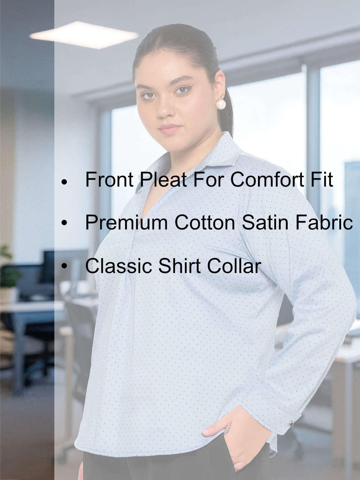 Women Black White Plus Size Buttoned Tunic Top